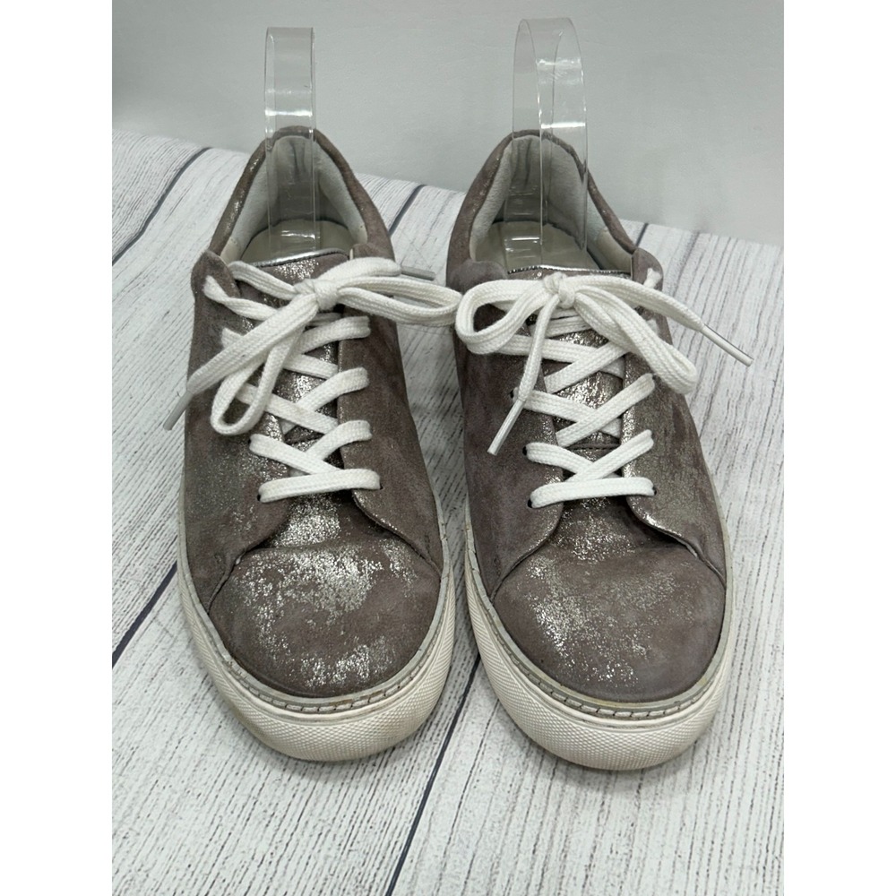 Johnston & Murphy Callie Sneakers Womens 8 Gray Metallic Lace Up Comfort - Picture 2 of 10